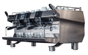 Espresso Machine of black gray color with with cups